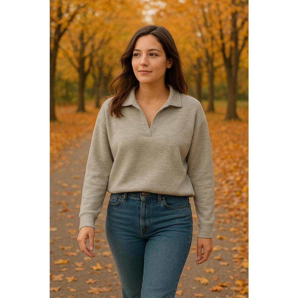 YPB Gray Pullover Sweatshirt with Collar - Small